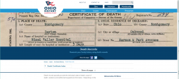 Ohio Death Records database