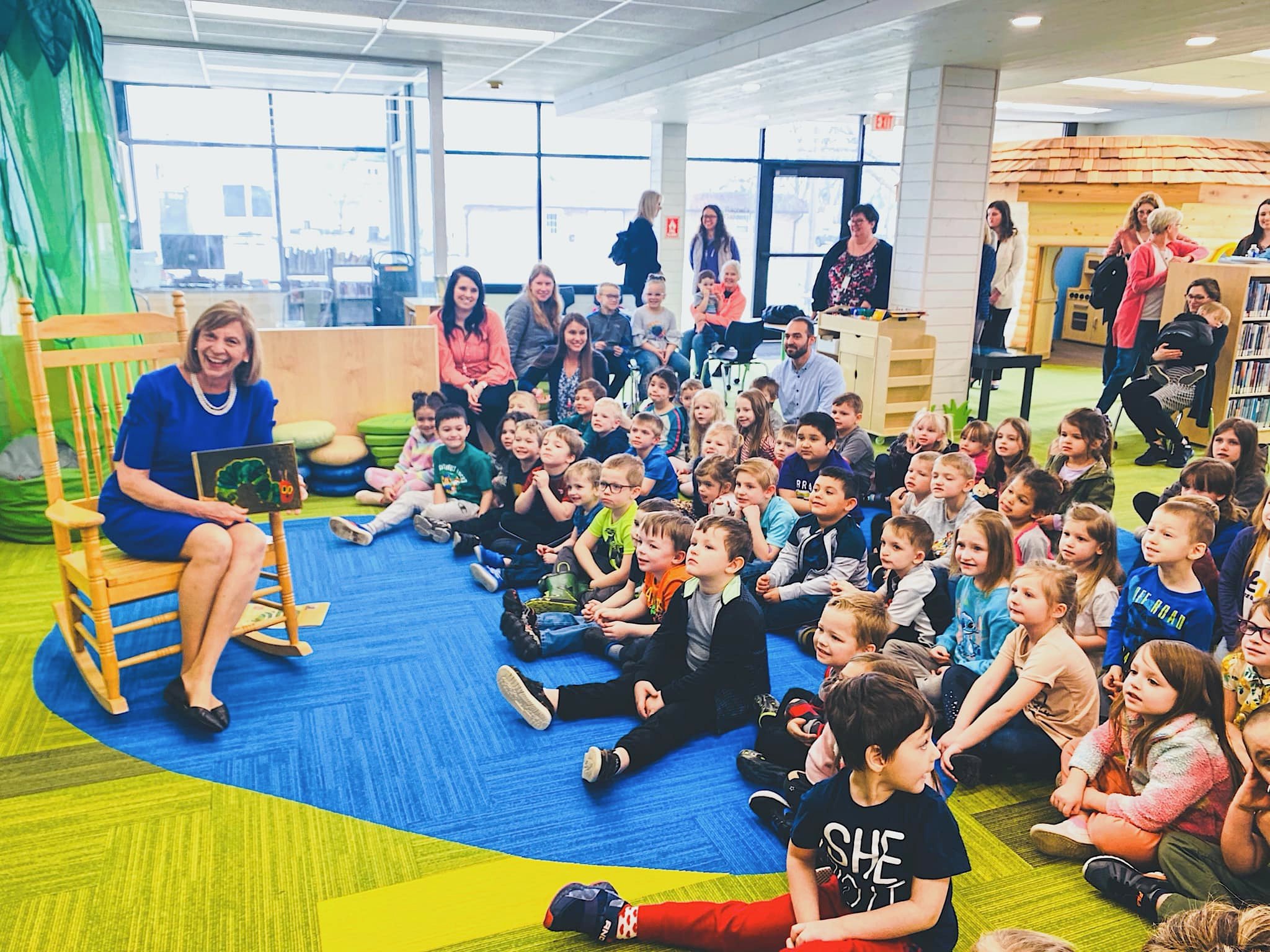 Ohio First Lady, Fran DeWine hold Story Time at the WCPL Bryan Main Children's Library.
