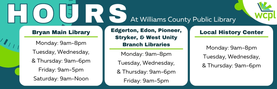 Hours at Williams County Public Library